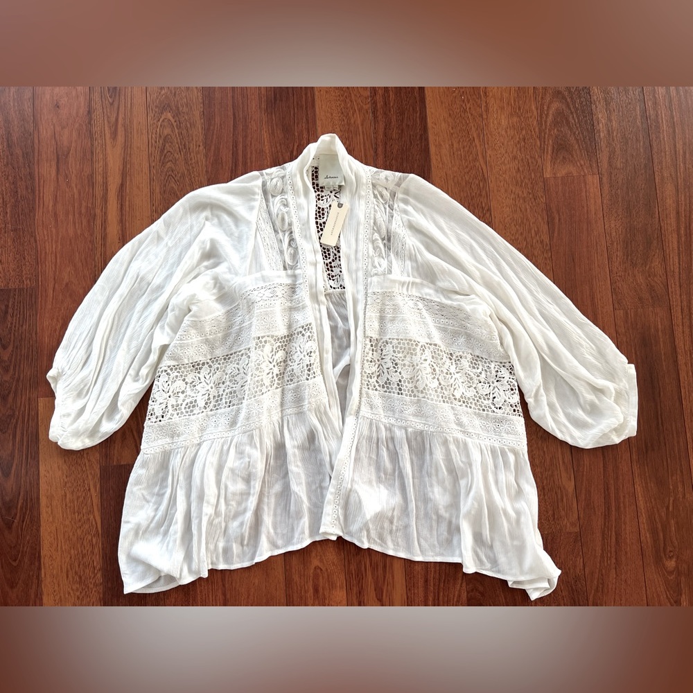 Anthropologie Elevenses Kenepa Crochet Lace Kimono - Picture 5 of 13